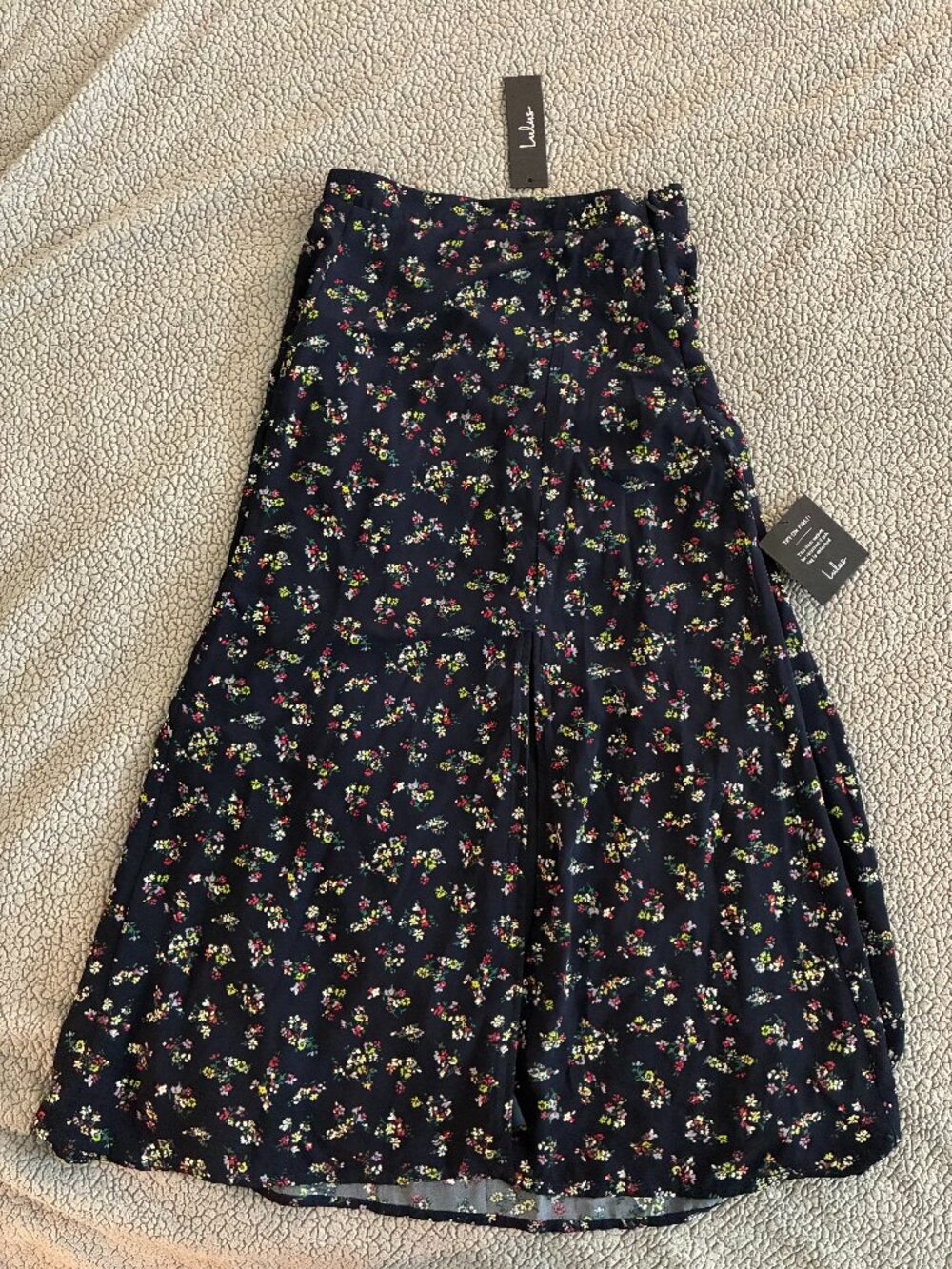 Lulus Dark Navy Floral Maxi Skirt XS NWT